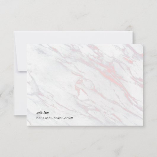 Moderner rosa und grauer Marmor Dankeskarte (Rückseite)