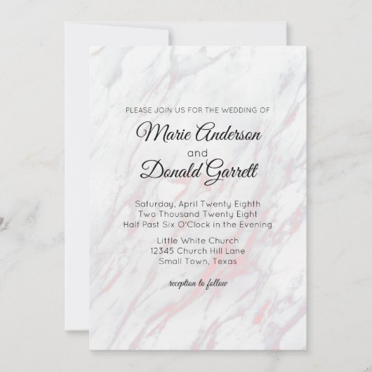 Moderner rosa und grauer Marmor Einladung (Vorderseite)