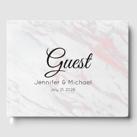 Moderner rosa und grauer Marmor Gästebuch (Vorderseite)