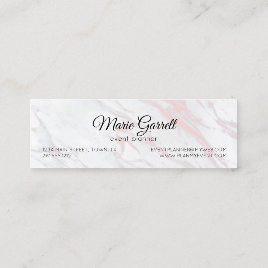 Moderner rosa und grauer Marmor Mini Visitenkarte (Rückseite)