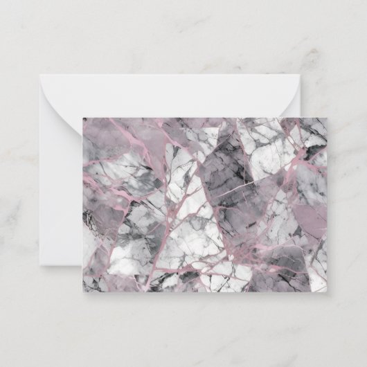 Moderner rosa und grauer Marmor Personalisiert Mitteilungskarte (Rückseite)
