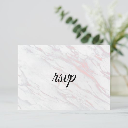 Moderner rosa und grauer Marmor RSVP Karte (Stehend Vorderseite)