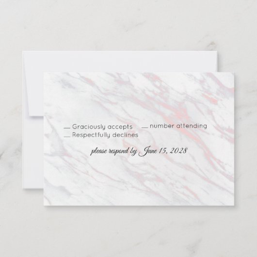 Moderner rosa und grauer Marmor RSVP Karte (Rückseite)