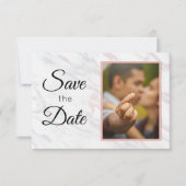 Moderner rosa und grauer Marmor Save The Date (Vorderseite)