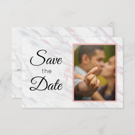 Moderner rosa und grauer Marmor Save The Date (Vorne/Hinten)