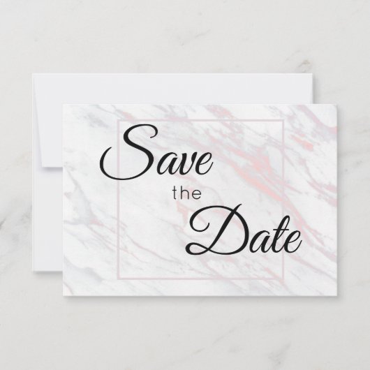 Moderner rosa und grauer Marmor Save The Date (Vorderseite)