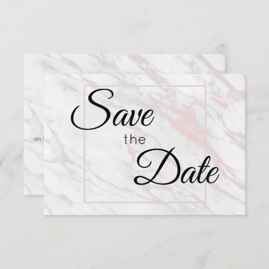 Moderner rosa und grauer Marmor Save The Date (Vorne/Hinten)