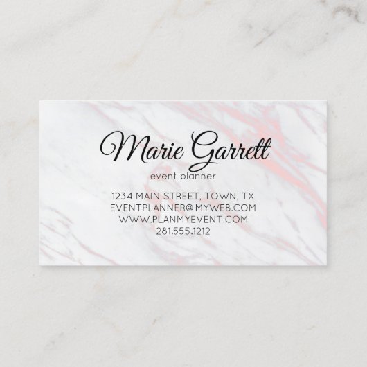 Moderner rosa und grauer Marmor Visitenkarte (Rückseite)