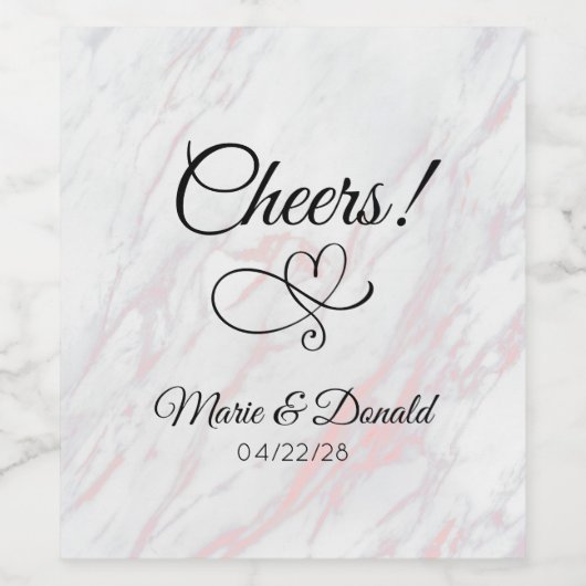 Moderner rosa und grauer Marmor Weinetikett (Einzelnes Label)