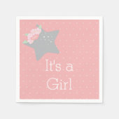 Moderner rosa und grauer Star Es ist ein Mädchen Serviette (Vorderseite)