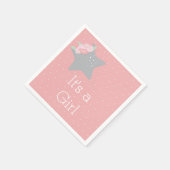 Moderner rosa und grauer Star Es ist ein Mädchen Serviette (Ecke)