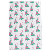 Moderner Rosa und grüner Weihnachtsbaum Star Mittlere Geschenktüte (Rückseite)