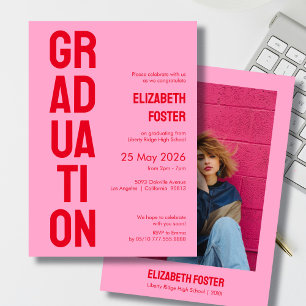 Moderner rosa und roter Schriftart Abschluss Einla Einladung