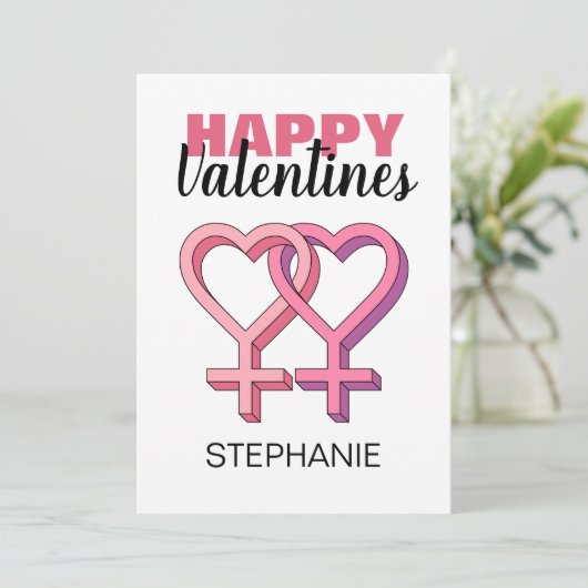 Moderner rosa Valentinstag Feiertagskarte (Stehend Vorderseite)