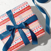 Moderner rosa Wasserfarben Candy Cane Strip Karier Geschenkpapier