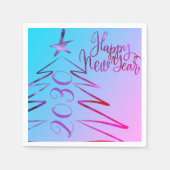 Moderner Rosa Weihnachtsbaum New Years Party Serviette (Vorderseite)