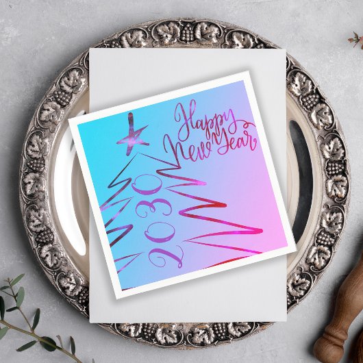 Moderner Rosa Weihnachtsbaum New Years Party Serviette