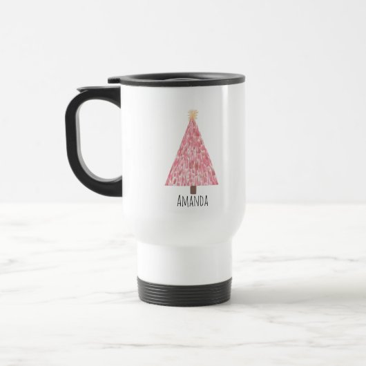 Moderner Rosa Weihnachtsbaum Reisebecher (Links)