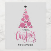 Moderner, rosa Weihnachtsbaumurlaub Weinetikett (Einzelnes Label)