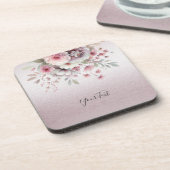 Moderner rosa weißer, blumenharter Kunststoff-Unte Getränkeuntersetzer (Linke Seite)