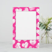 Moderner rosa-weißer doodled Herz-Valentinstag Briefpapier (Stehend Vorderseite)