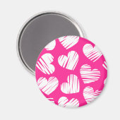 Moderner rosa-weißer doodled Herz-Valentinstag Magnet (Vorderseite/Rückseite)
