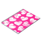 Moderner rosa-weißer doodled Herz-Valentinstag Notizblock (Linke Seite)