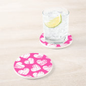 Moderner rosa-weißer doodled Herz-Valentinstag Sandstein Untersetzer (Seite)