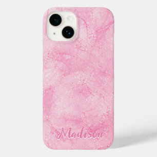 Moderner rosafarbener Abstrakter Glitzer Personali Case-Mate iPhone 14 Hülle