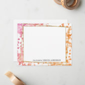 Moderner, rosafarbener, Abstrakter Watercolor Schr Mitteilungskarte (Vorderseite/Rückseite Beispiel)