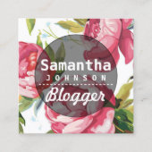 Moderner rosafarbener Blogger QR-Code Quadratische Visitenkarte (Vorderseite)