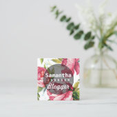 Moderner rosafarbener Blogger QR-Code Quadratische Visitenkarte (Stehend Vorderseite)