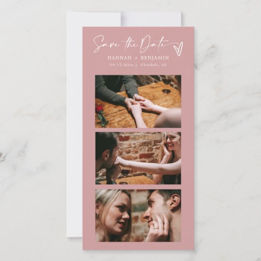 Moderner rosafarbener Boho-Foto-Stand QR-Code Save The Date (Vorderseite)