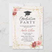 Moderner rosafarbener Foto Abschluss Einladung (Vorderseite)