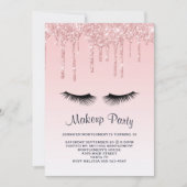 Moderner rosafarbener Glitzer & Eyelashes Einladung (Vorderseite)