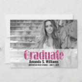 Moderner rosafarbener Glitzer Foto Abschluss Ankündigung (Vorderseite)