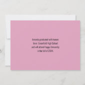 Moderner rosafarbener Glitzer Foto Abschluss Ankündigung (Rückseite)