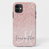 Moderner rosafarbener Glitzer Glitzern Personalisi Case-Mate iPhone Hülle (Rückseite)