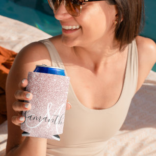 Moderner rosafarbener Glitzer Glitzern Personalisi Dosenkühler