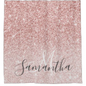 Moderner rosafarbener Glitzer Glitzern Personalisi Duschvorhang (Vorderseite)