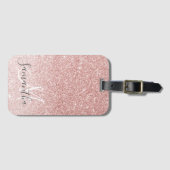 Moderner rosafarbener Glitzer Glitzern Personalisi Gepäckanhänger (Vorderseite (Horizontal))
