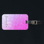 Moderner rosafarbener Glitzer Glitzern Personalisi Gepäckanhänger<br><div class="desc">Moderner rosafarbener Glitzer Glitzern Personalisierter Name</div>