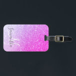 Moderner rosafarbener Glitzer Glitzern Personalisi Gepäckanhänger<br><div class="desc">Moderner rosafarbener Glitzer Glitzern Personalisierter Name</div>