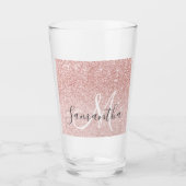 Moderner rosafarbener Glitzer Glitzern Personalisi Glas (Vorderseite)