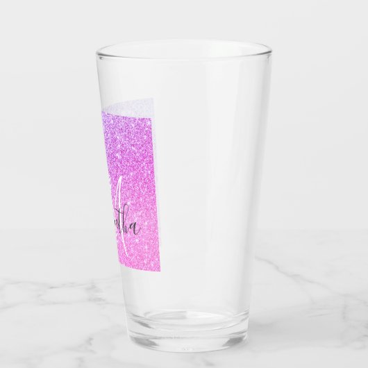 Moderner rosafarbener Glitzer Glitzern Personalisi Glas (Links)