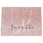 Moderner rosafarbener Glitzer Glitzern Personalisi Große Geschenktüte (Vorderseite)