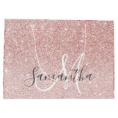 Moderner rosafarbener Glitzer Glitzern Personalisi Große Geschenktüte (Rückseite)
