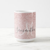 Moderner rosafarbener Glitzer Glitzern Personalisi Kaffeetasse (Mittel)