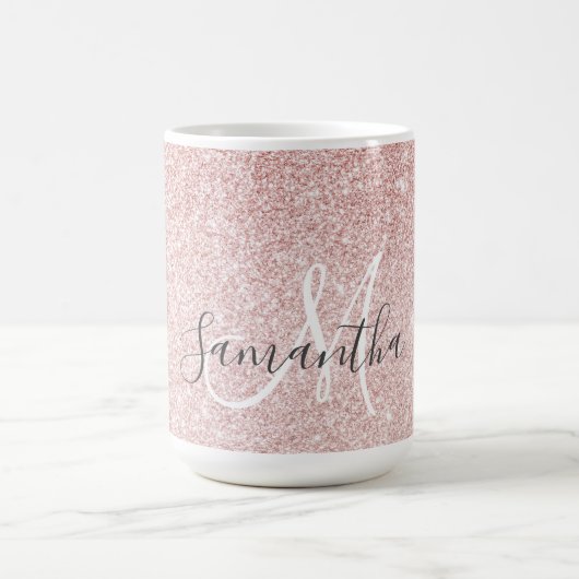 Moderner rosafarbener Glitzer Glitzern Personalisi Kaffeetasse (Mittel)