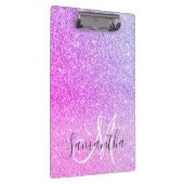 Moderner rosafarbener Glitzer Glitzern Personalisi Klemmbrett (Rechts)